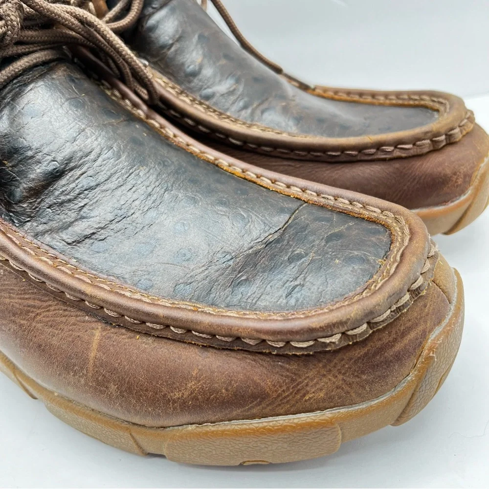Justin Size 10.5 M Men's Cowhide Leather Casual Shoe Ostrich Vamp Mocs